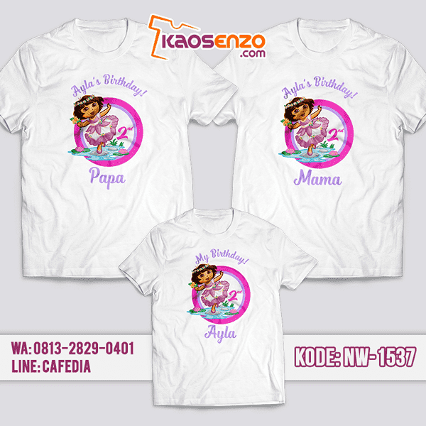 Baju Kaos Couple Keluarga Dora | Kaos Ultah Anak | Kaos Dora - NW 1537