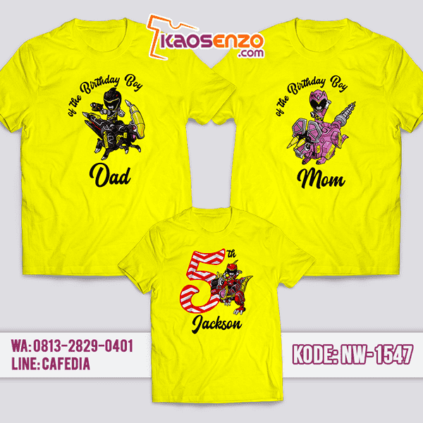 Kaos Couple Keluarga Power Rangers | Kaos Ultah Anak | Kaos Power Rangers - NW 1547