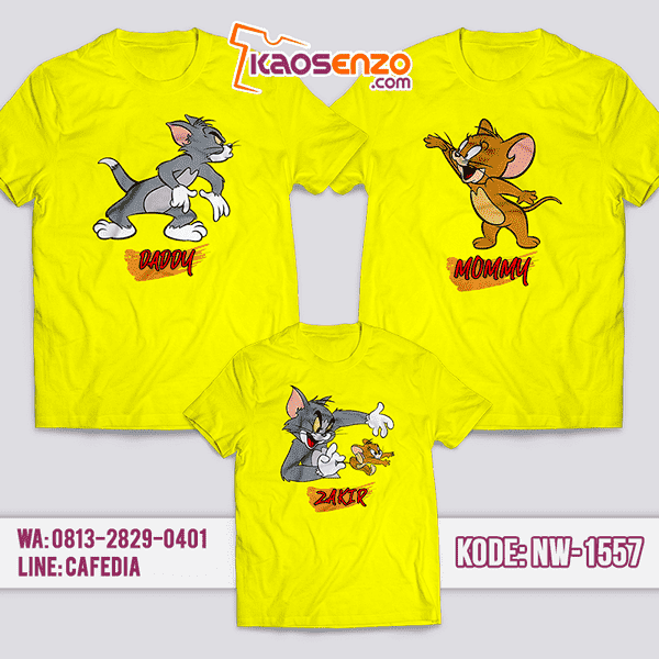 Baju Kaos Couple Keluarga Tom & Jerry | Kaos Family Custom | Kaos Tom & Jerry - NW 1557