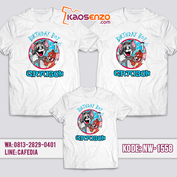 Baju Kaos Couple Keluarga Tom & Jerry | Kaos Ultah Anak | Kaos Tom & Jerry - NW 1558