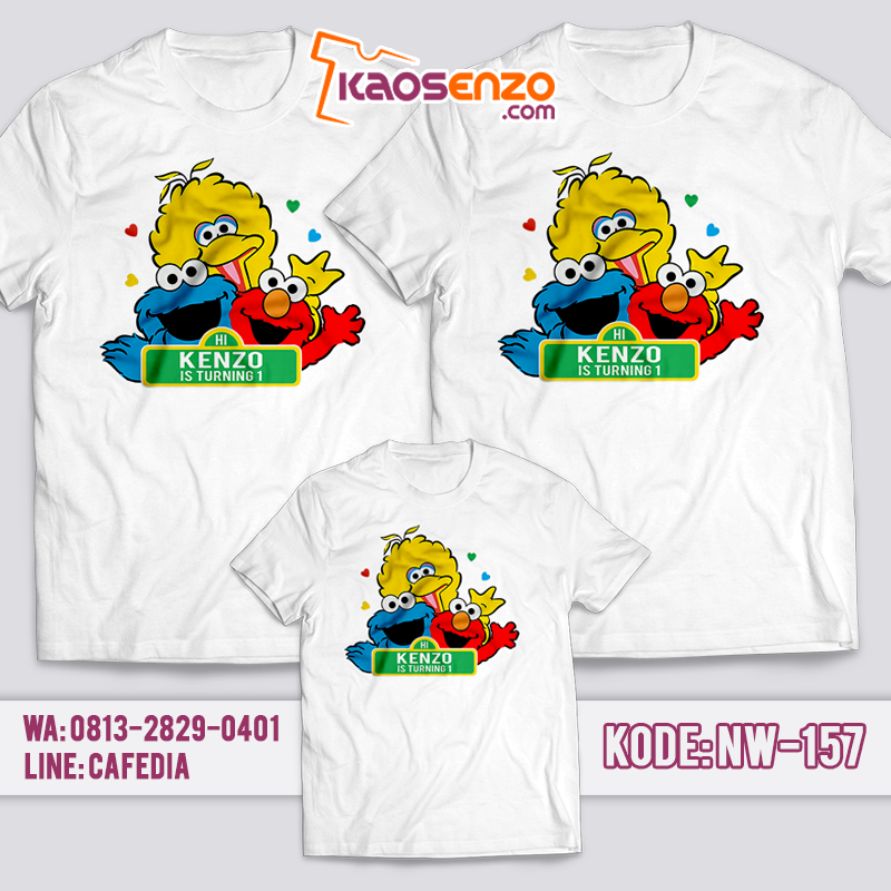 Baju Kaos Couple Keluarga | Baju Kaos Ultah Motif Elmo and Friend