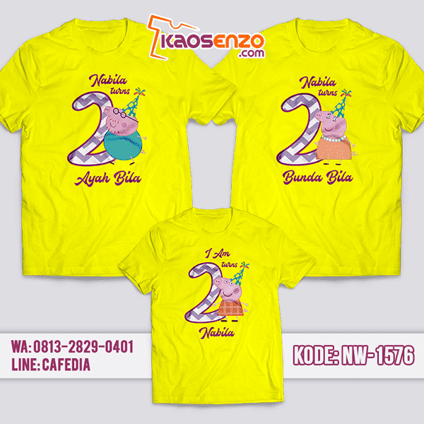 Baju Kaos Couple Keluarga Peppa Pig | Kaos Family Custom | Kaos Peppa Pig - NW 1576