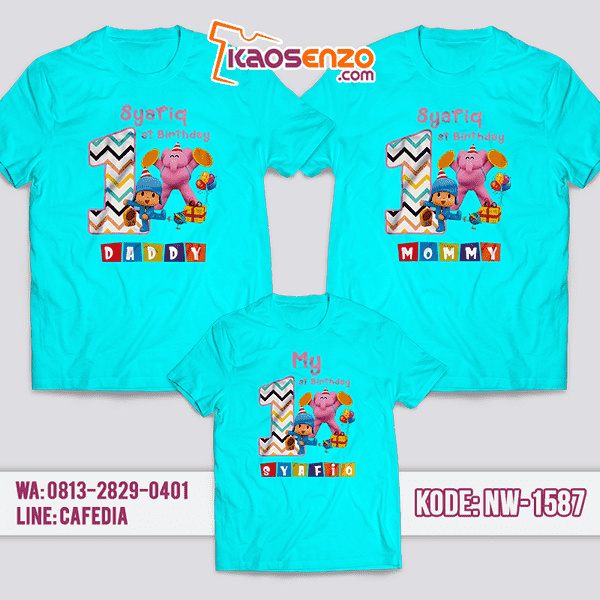 Kaos Couple Keluarga Pocoyo | Kaos Ulang Tahun Anak | Kaos Pocoyo - NW 1587