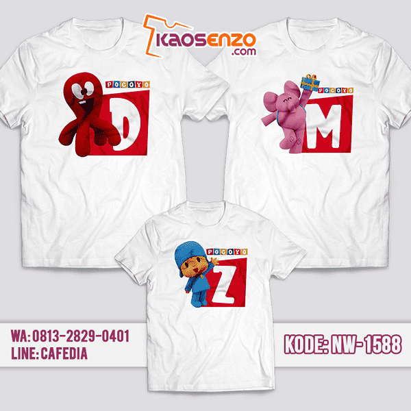 Baju Kaos Couple Keluarga Pocoyo | Kaos Family Custom | Kaos Pocoyo - NW 1588