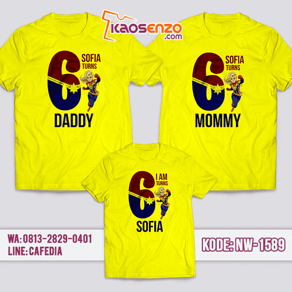 Kaos Couple Keluarga Captain Marvel | Kaos Ulang Tahun Anak | Kaos Captain Marvel - NW 1589