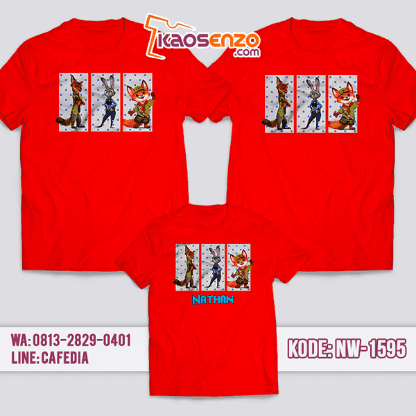 Baju Kaos Couple Keluarga Zootopia | Kaos Family Custom | Kaos Zootopia - NW 1595