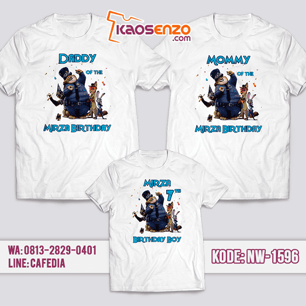 Baju Kaos Couple Keluarga Zootopia | Kaos Ultah Anak | Kaos Zootopia - NW 1596