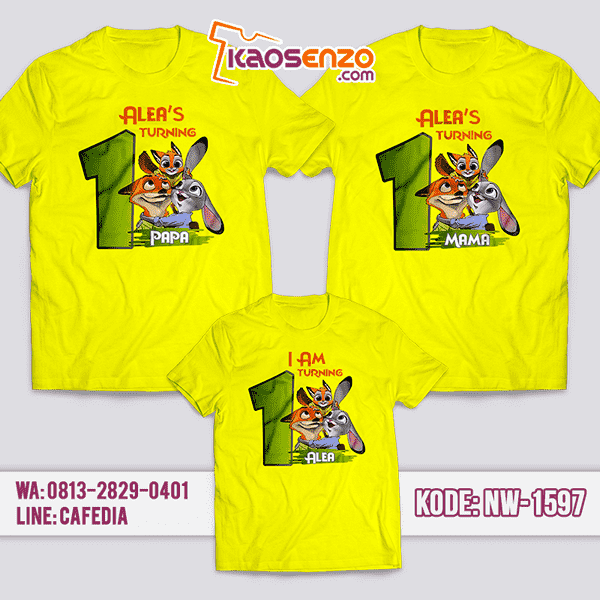 Kaos Couple Keluarga Zootopia | Kaos Ulang Tahun Anak | Kaos Zootopia - NW 1597 