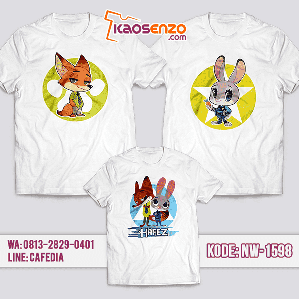 Baju Kaos Couple Keluarga Zootopia | Kaos Family Custom | Kaos Zootopia - NW 1598