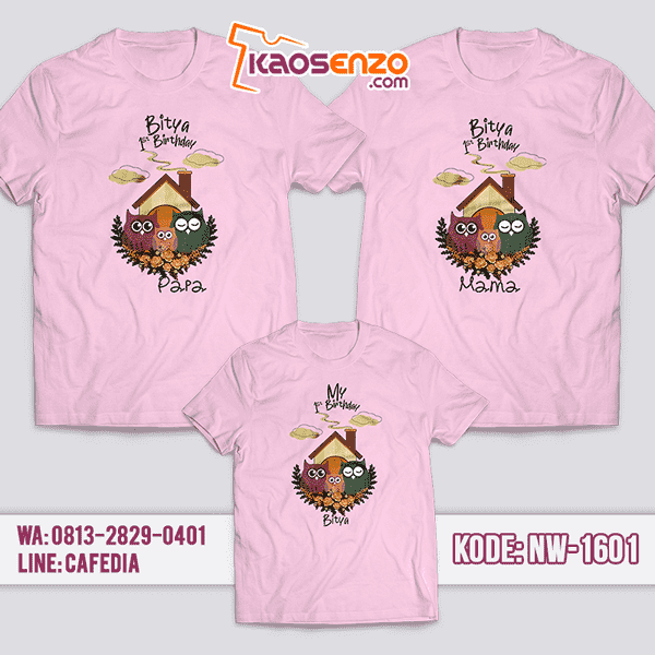 Kaos Couple Keluarga Owl | Kaos Ulang Tahun Anak | Kaos Owl - NW 1601