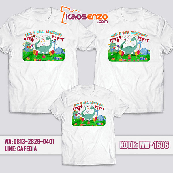 Baju Kaos Couple Keluarga Dinosaurus | Kaos Ultah Anak | Kaos Dinosaurus - NW 1606