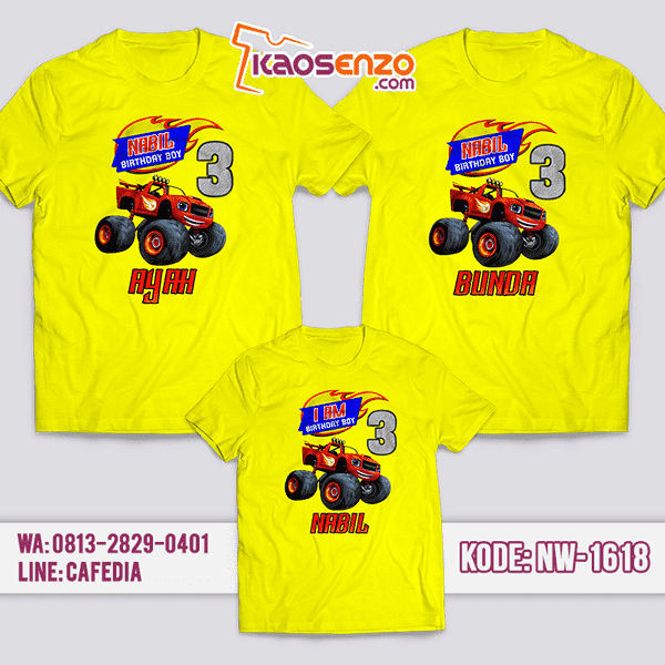 Kaos Couple Keluarga Blaze | Kaos Ulang Tahun Anak | Kaos Blaze - NW 1618