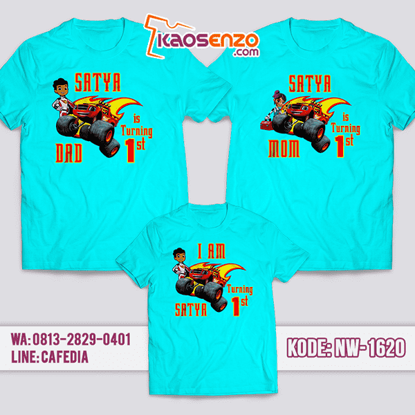 Kaos Couple Keluarga Blaze | Kaos Ulang Tahun Anak | Kaos Blaze - NW 1620