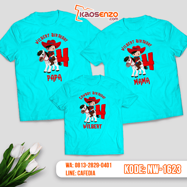 Kaos Couple Keluarga Koboy | Kaos Ulang Tahun Anak | Kaos Koboy - NW 1623