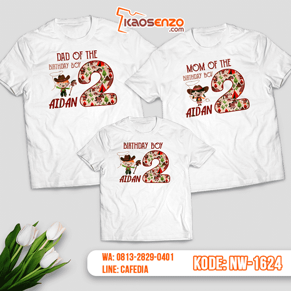 Baju Kaos Couple Keluarga Koboy | Kaos Ultah Anak | Kaos Koboy - NW 1624