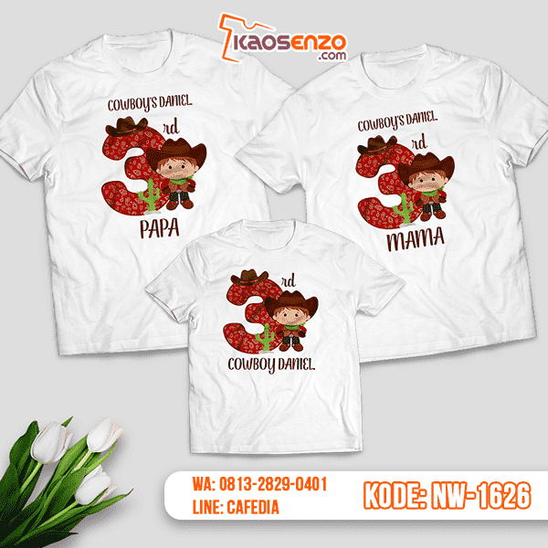 Baju Kaos Couple Keluarga Koboy | Kaos Ultah Anak | Kaos Koboy - NW 1626