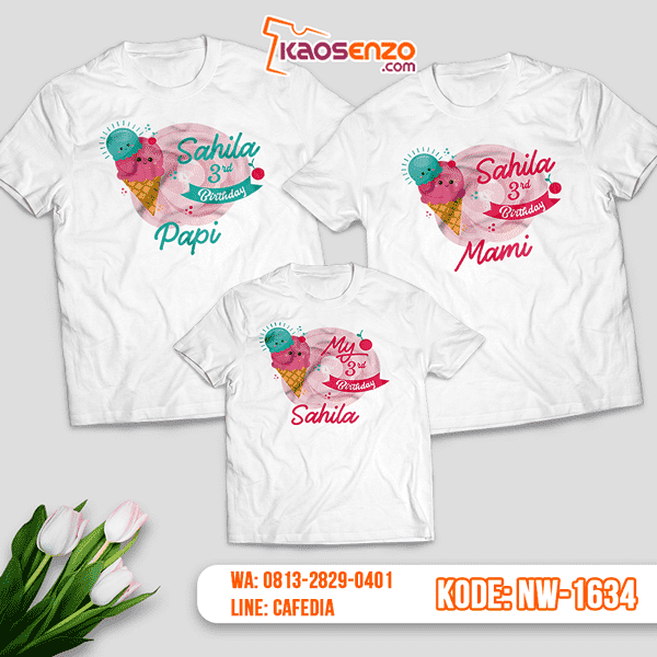 Baju Kaos Couple Keluarga Ice Cream | Kaos Family Custom Es Krim | Kaos Ice Cream - NW 1634