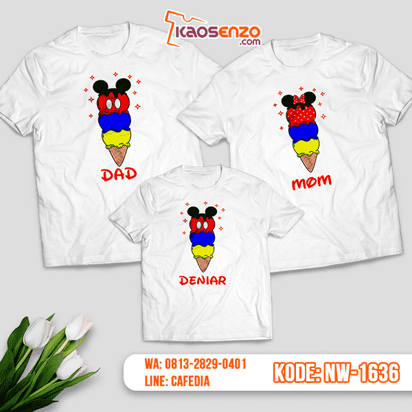 Baju Kaos Couple Keluarga Ice Cream | Kaos Family Custom | Kaos Ice Cream - NW 1636 