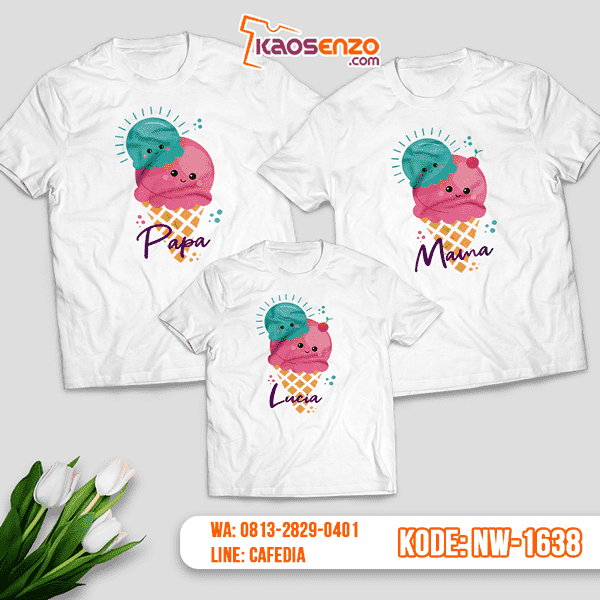 Baju Kaos Couple Keluarga Ice Cream | Kaos Family Custom Es Krim | Kaos Ice Cream - NW 1638