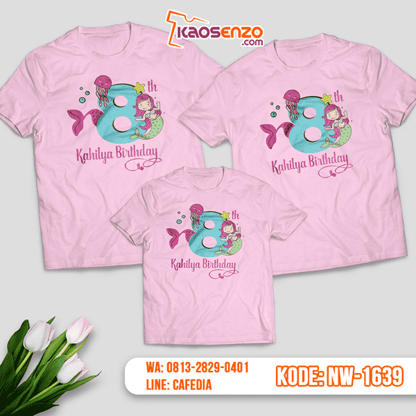 Kaos Couple Keluarga Mermaid | Kaos Ulang Tahun Anak | Kaos Mermaid - NW 1639