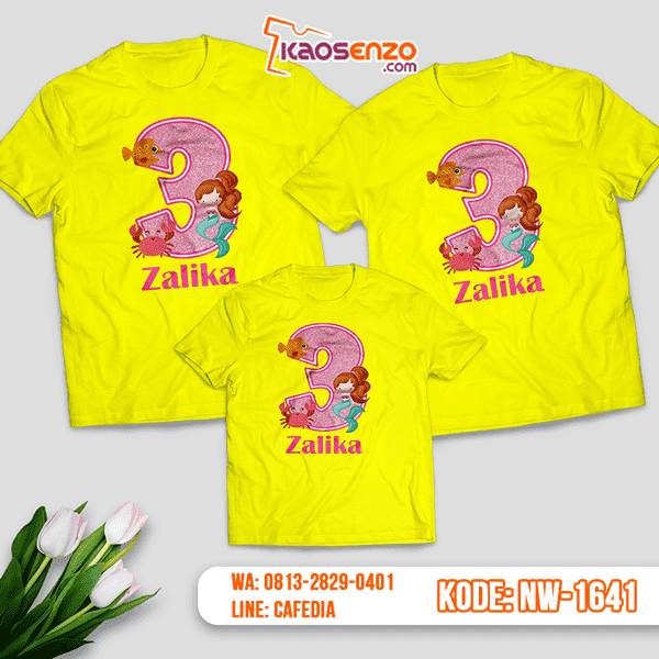 Kaos Couple Keluarga Mermaid | Kaos Ulang Tahun Anak | Kaos Mermaid - NW 1641