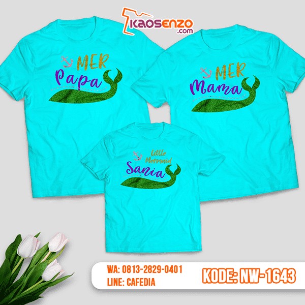 Baju Kaos Couple Keluarga Mermaid | Kaos Family Custom | Kaos Mermaid - NW 1643