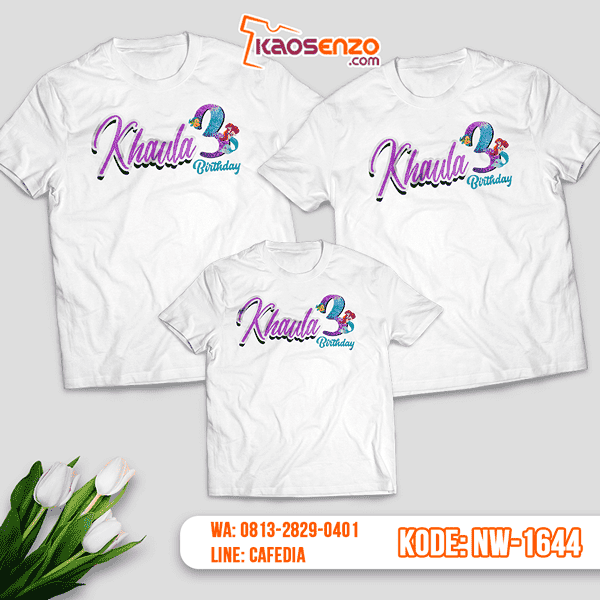 Baju Kaos Couple Keluarga Mermaid | Kaos Ultah Anak | Kaos Mermaid - NW 1644