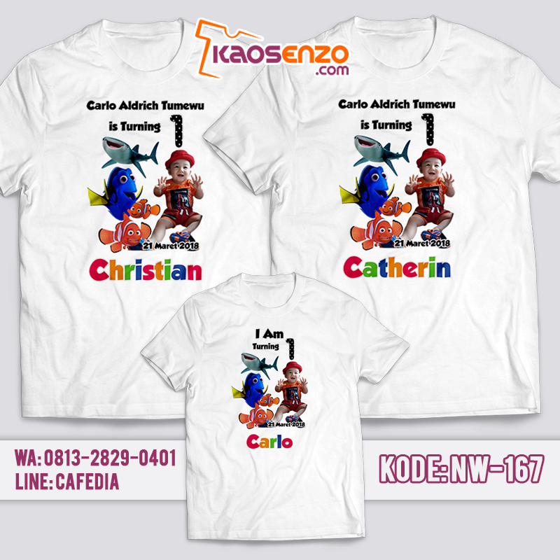 Baju Kaos Couple Keluarga | Baju Kaos Ultah Motif Finding Nemo