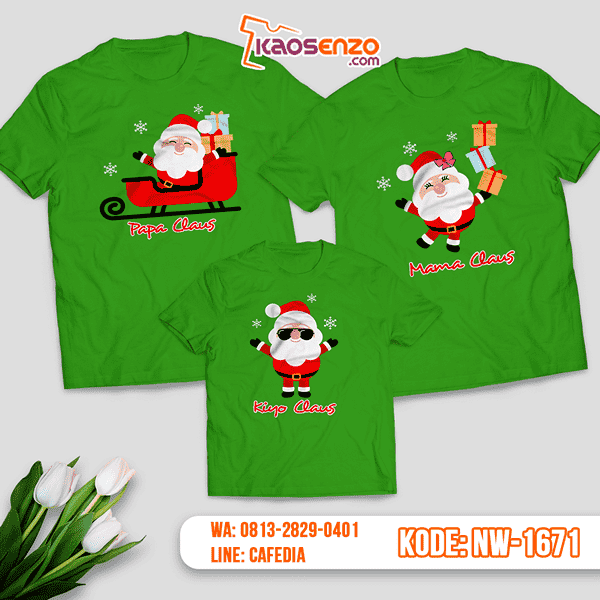 Baju Kaos Couple Keluarga Christmas | Kaos Family Custom | Kaos Christmas - NW 1671