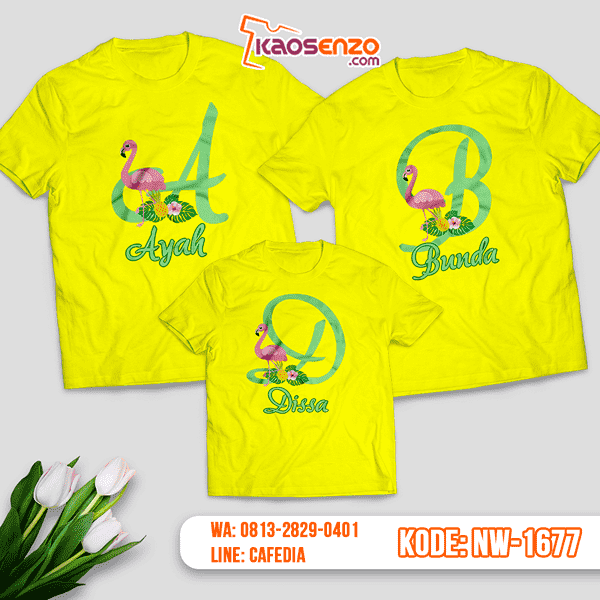 Baju Kaos Couple Keluarga Flamingo | Kaos Family Custom | Kaos Flamingo - NW 1677