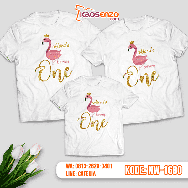 Baju Kaos Couple Keluarga Flamingo | Kaos Ultah Anak | Kaos Flamingo - NW 1680