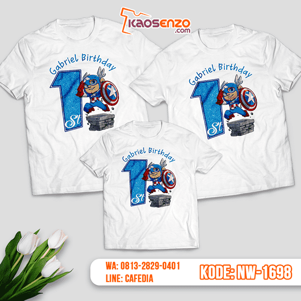 Baju Kaos Couple Keluarga Captain America | Kaos Ultah Anak | Kaos Captain America - NW 1698