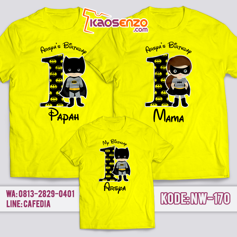 Baju Kaos Couple Keluarga | Baju Kaos Ultah Motif Batman