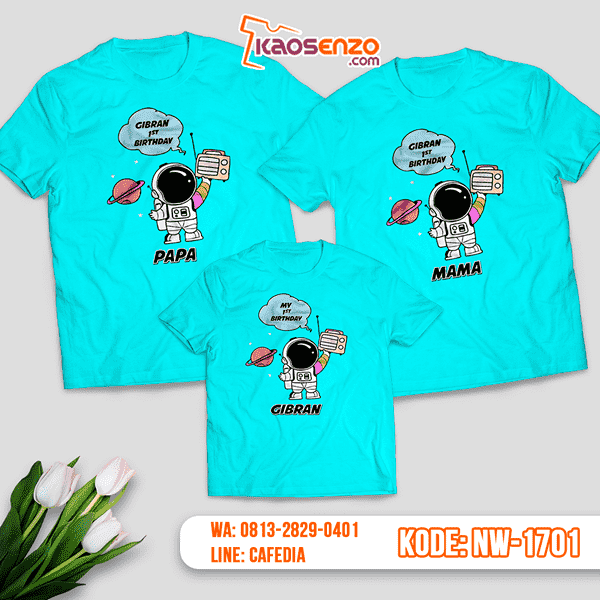 Kaos Couple Keluarga Astronot | Kaos Ulang Tahun Anak | Kaos Astronot - NW 1701