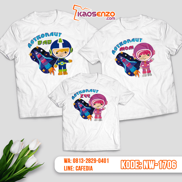 Baju Kaos Couple Keluarga Astronot | Kaos Family Custom | Kaos Astronot - NW 1706