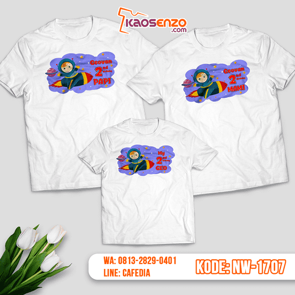 Baju Kaos Couple Keluarga Astronot | Kaos Ultah Anak | Kaos Astronot - NW 1707