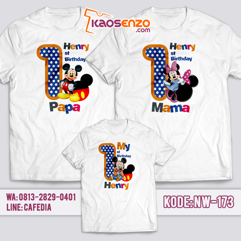 Baju Kaos Couple Keluarga | Baju Kaos Ultah Motif Minnie Mouse