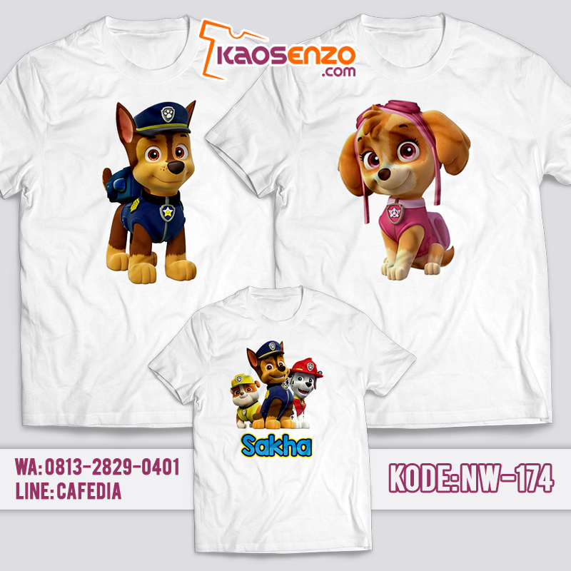 Baju Kaos Couple Keluarga | Baju Kaos Ultah Motif Paw Patrol