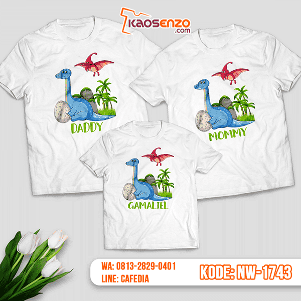 Baju Kaos Couple Keluarga Dinosaurus | Kaos Family Custom | Kaos Dinosaurus - NW 1743