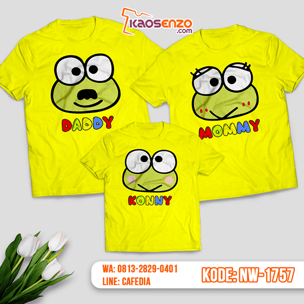 Baju Kaos Couple Keluarga Keroppi | Kaos Family Custom | Kaos Keroppi - NW 1757