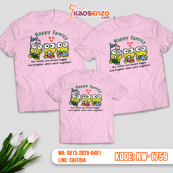 Baju Kaos Couple Keluarga Keroppi | Kaos Family Custom | Kaos Keroppi - NW 1759