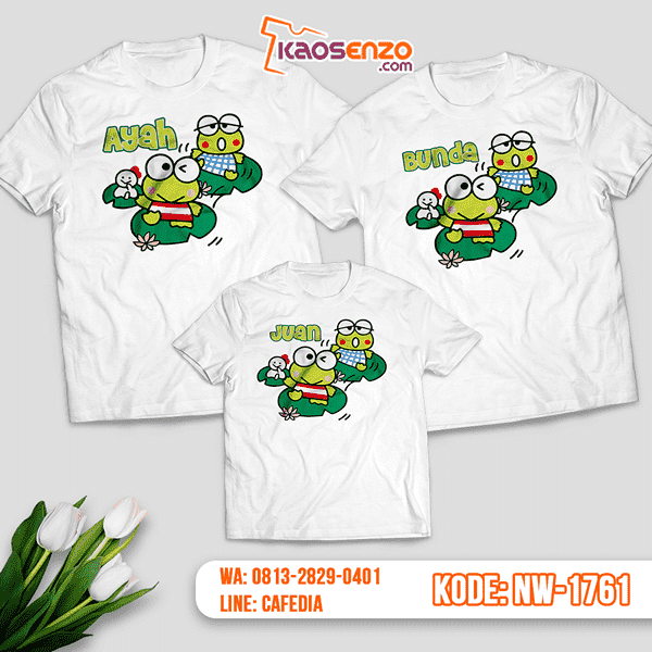 Baju Kaos Couple Keluarga Keroppi | Kaos Family Custom | Kaos Keroppi - NW 1761