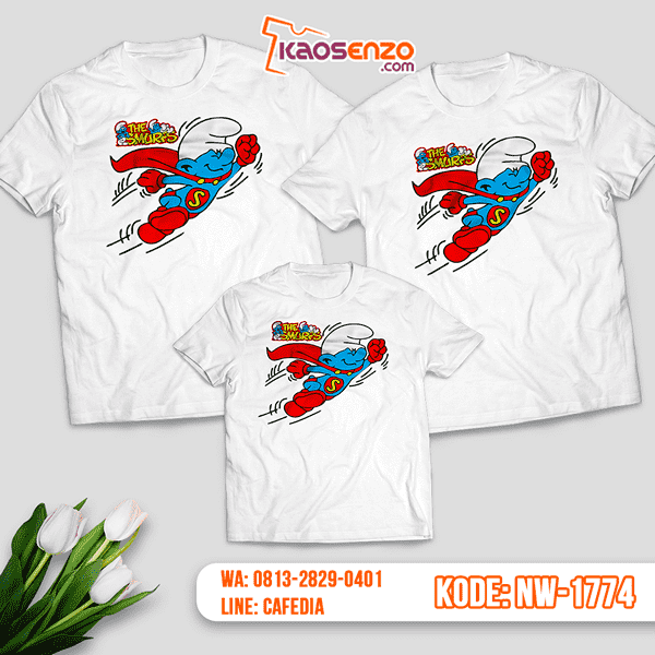 Baju Kaos Couple Keluarga Smurf | Kaos Family Custom | Kaos Smurf - NW 1774