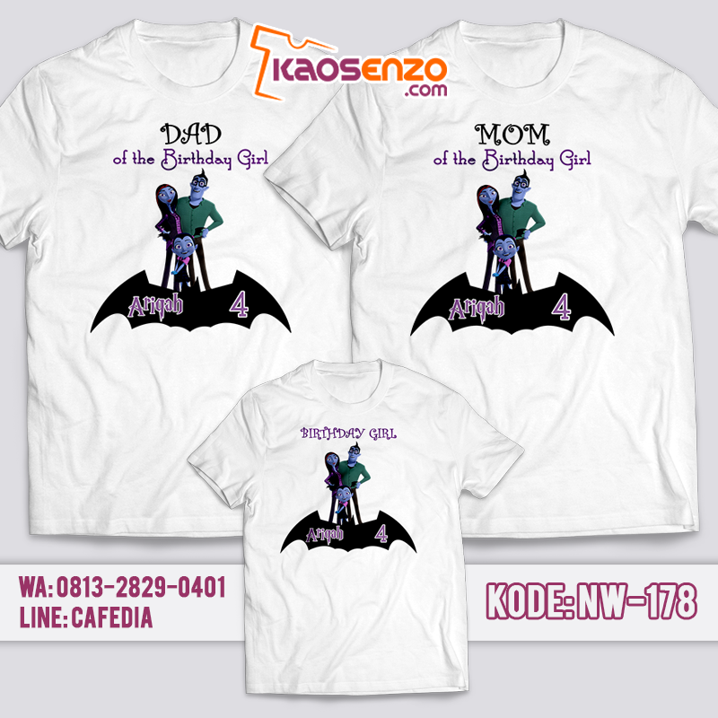 Baju Kaos Couple Keluarga | Baju Kaos Ultah Motif Vampirina