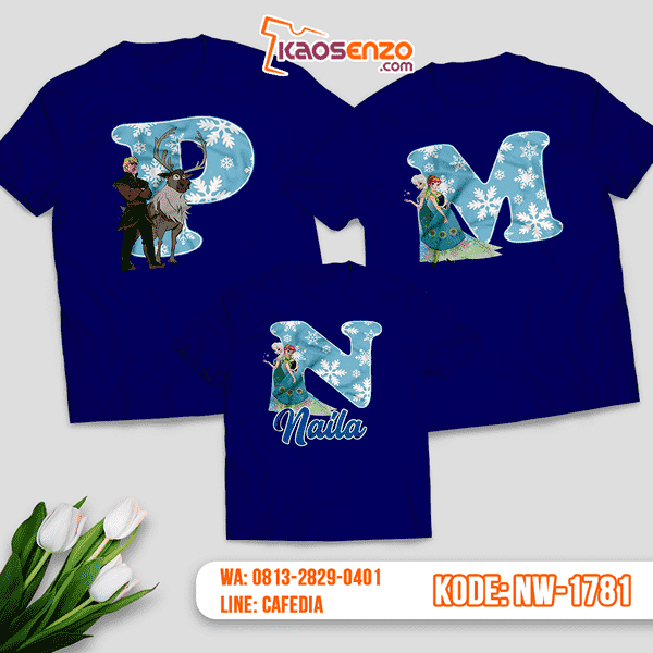 Baju Kaos Couple Keluarga Frozen | Kaos Family Custom | Kaos Frozen - NW 1781