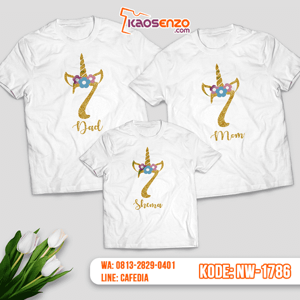 Baju Kaos Couple Keluarga Unicorn | Kaos Family Custom | Kaos Unicorn - NW 1786