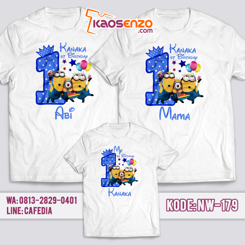 Baju Kaos Couple Keluarga | Baju Kaos Ultah Motif Minion