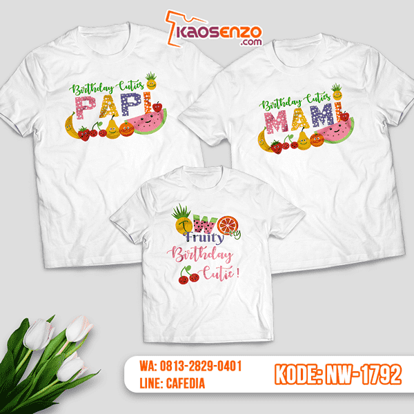 Baju Kaos Couple Keluarga Motif Buah | Kaos Ultah Anak | Kaos Motif Buah - NW 1792