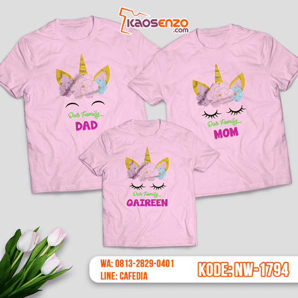 Baju Kaos Couple Keluarga Unicorn | Kaos Family Custom | Kaos Unicorn - NW 1794