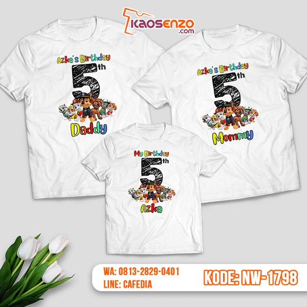 Baju Kaos Couple Keluarga Paw Patrol | Kaos Ultah Anak | Kaos Paw Patrol - NW 1798